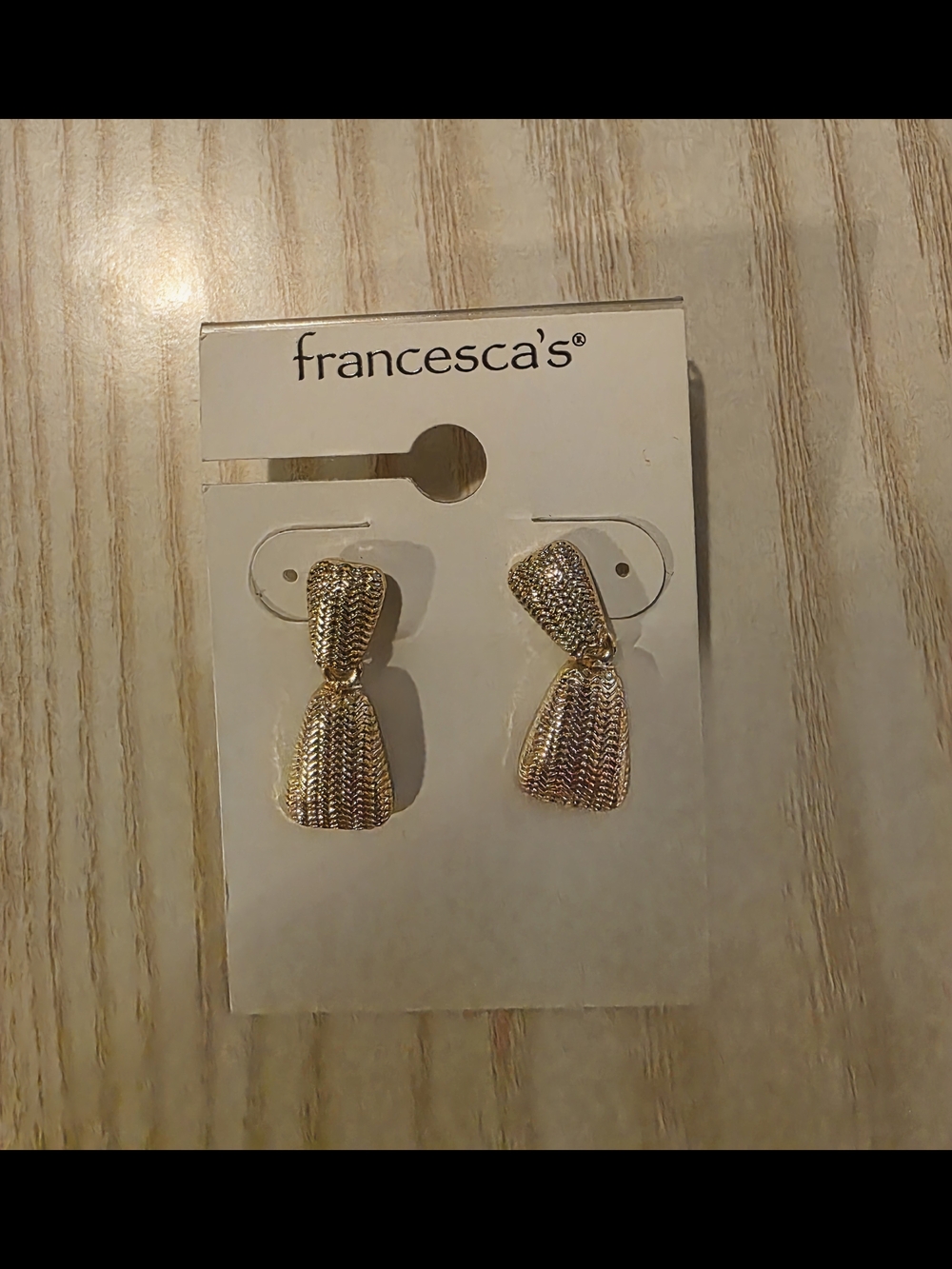 Francesca's Collections Shimmering Gold Textured Bow Earrings